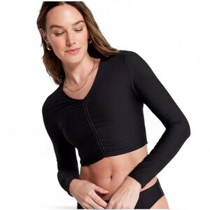 NWT CALIA Women's Long Sleeve Ruched Swim Rashguard